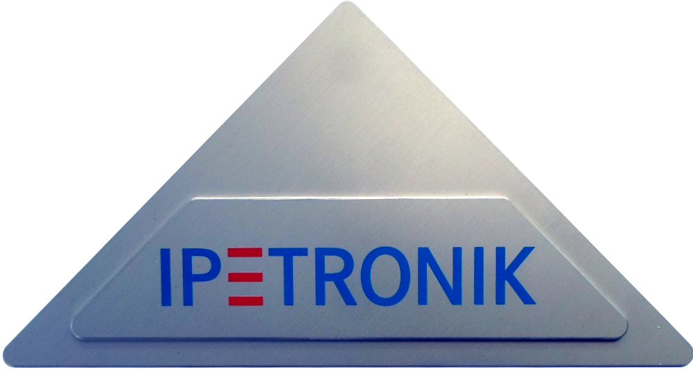 Firmenschild aus Aluminium, Logo Siebdruck, Kanten gefast.